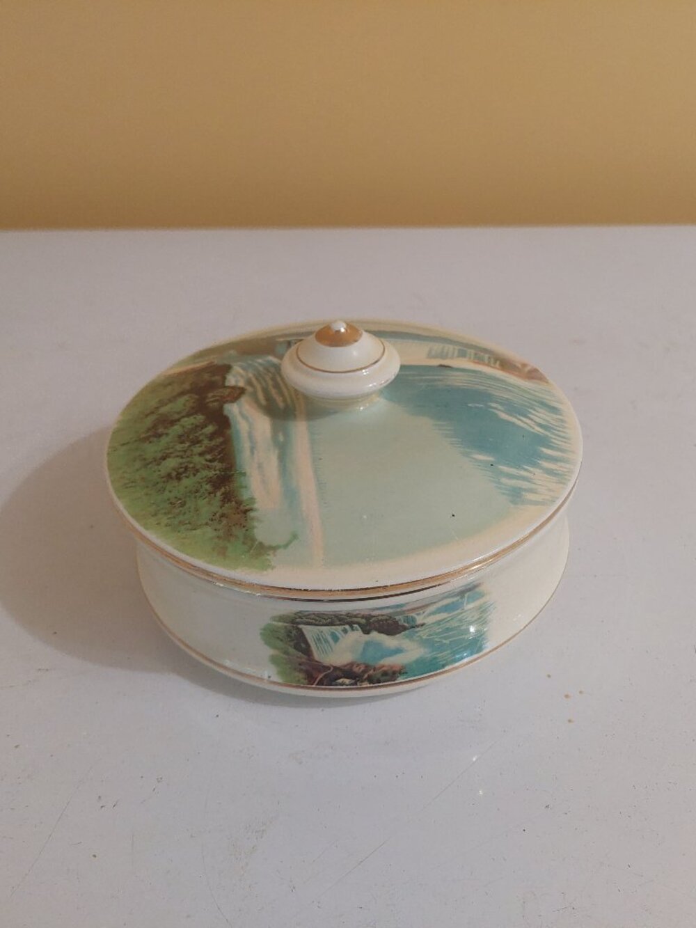 Vintage Royal Winton Grimwades Made In England Niagara Falls Humidor Tobacco Jar